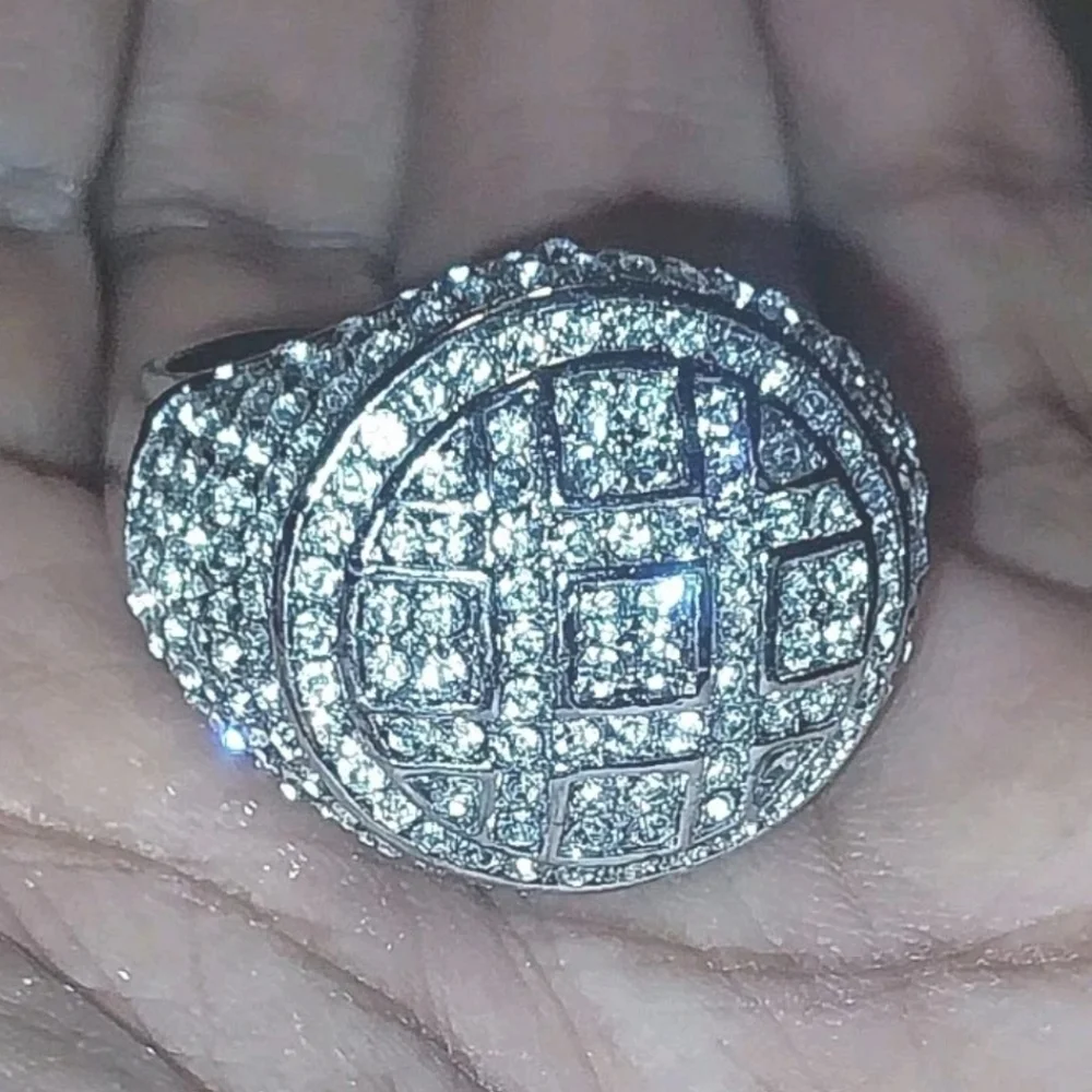 3Ct Round Lab-Created Diamond 14K White Gold Plated Pave Men's Pinky Ring Sz 11
